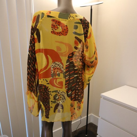 FUZZI Abstract Semi Sheer Tunic Top M NWT - Picture 2 of 6